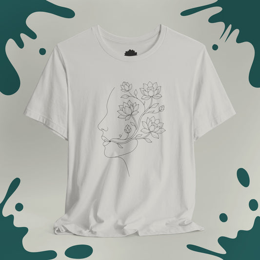 Blooming Lotus Line Art T-Shirt