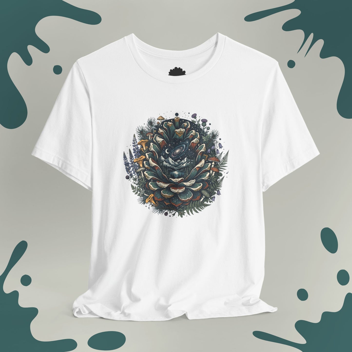 Pinecone Galaxy & Forest Wreath T-Shirt
