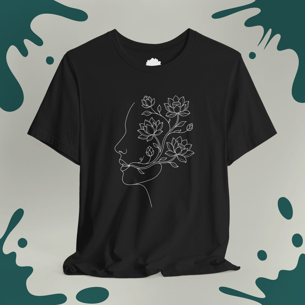 Blooming Lotus Line Art T-Shirt