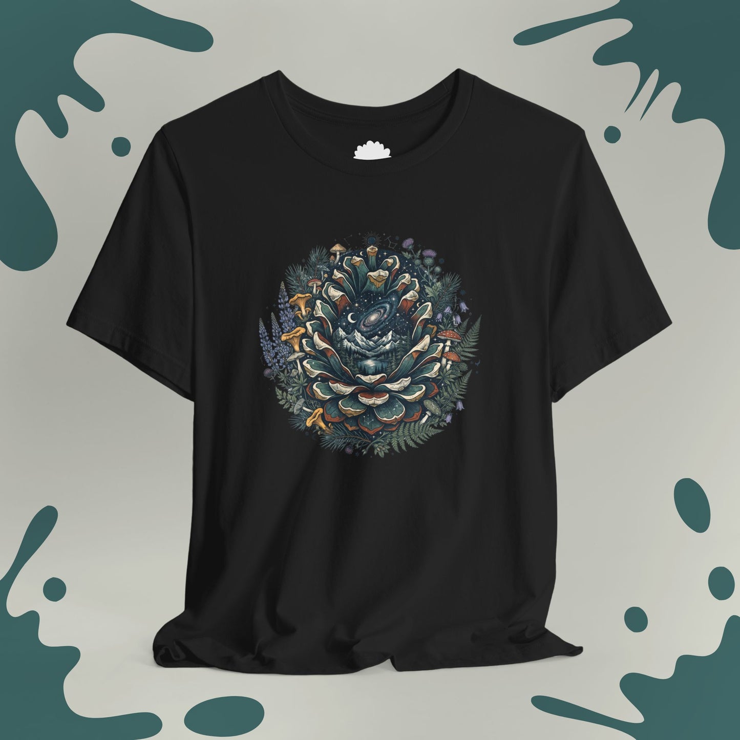 Pinecone Galaxy & Forest Wreath T-Shirt